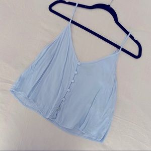 Baby Blue Button Up Cropped Cami Tank Top